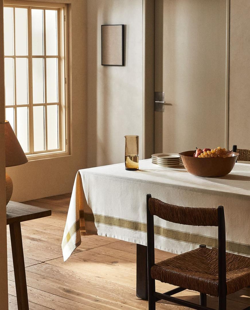 Mantel de algodón con hilo tintado