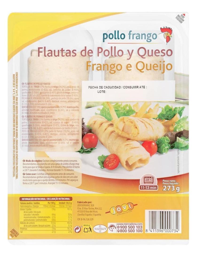 Flautas de pollo y queso