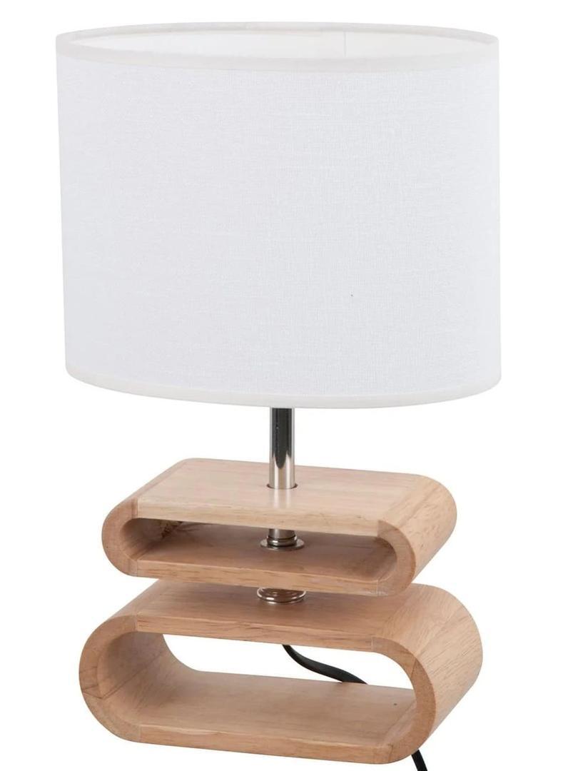 Lámpara de mesa modelo Itto de lino blanco y madera de Leroy Merlin