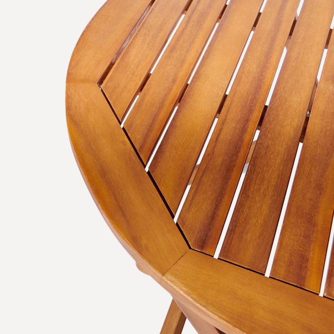 La mesa de comedor redonda plegable de madera de acacia Baiona de El Corte Inglés