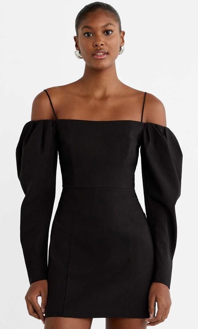 Vestido corto manga abullonada de Stradivarius