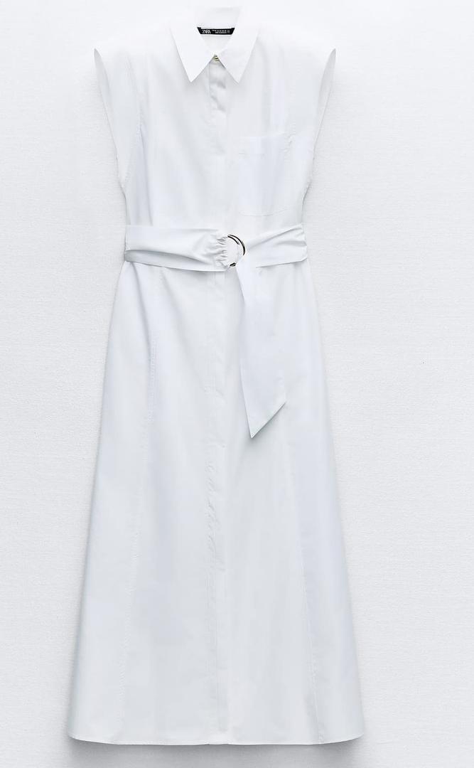 El vestido largo camisero de popelín de Zara