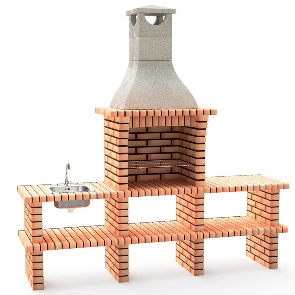 La barbacoa de obra TEXAS con dos bancadas, fregadero y grifo de Leroy Merlin