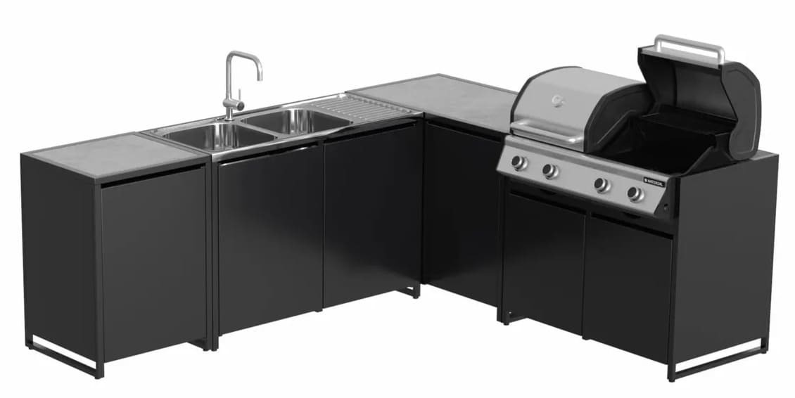 La cocina exterior Europa 5 con módulos NATERIAL completa de Leroy Merlin