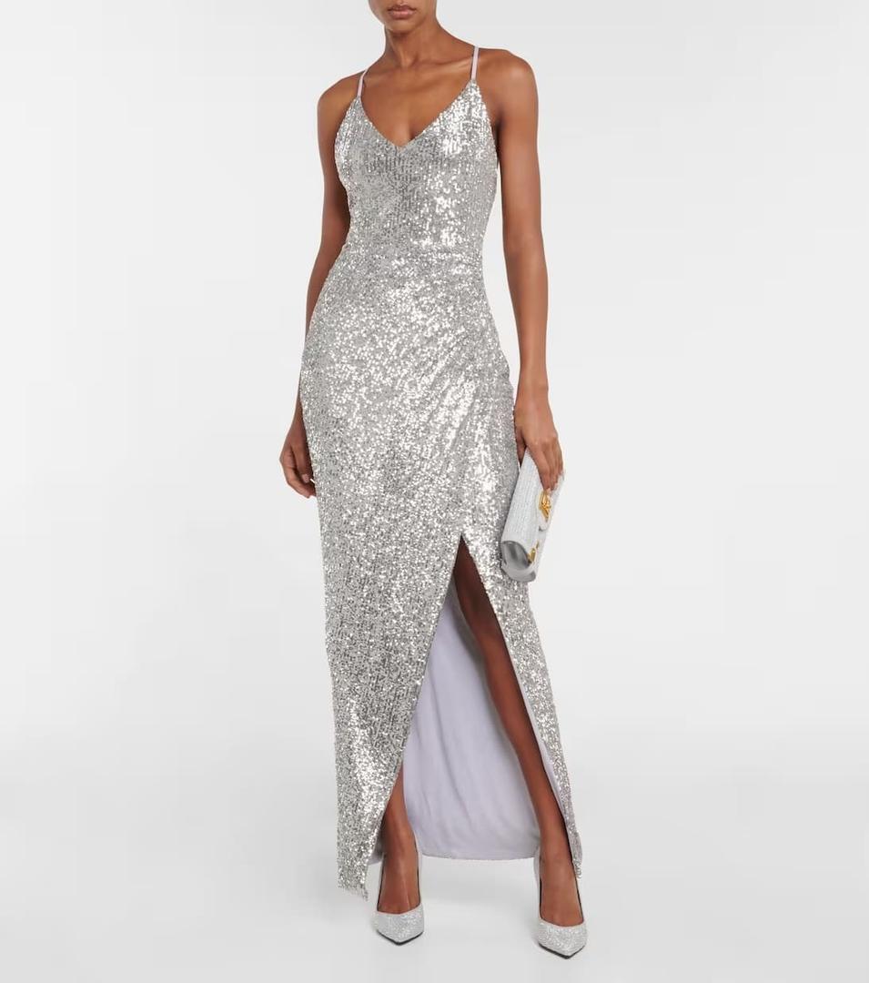 El vestido plateado de Balmain en Mytheresa