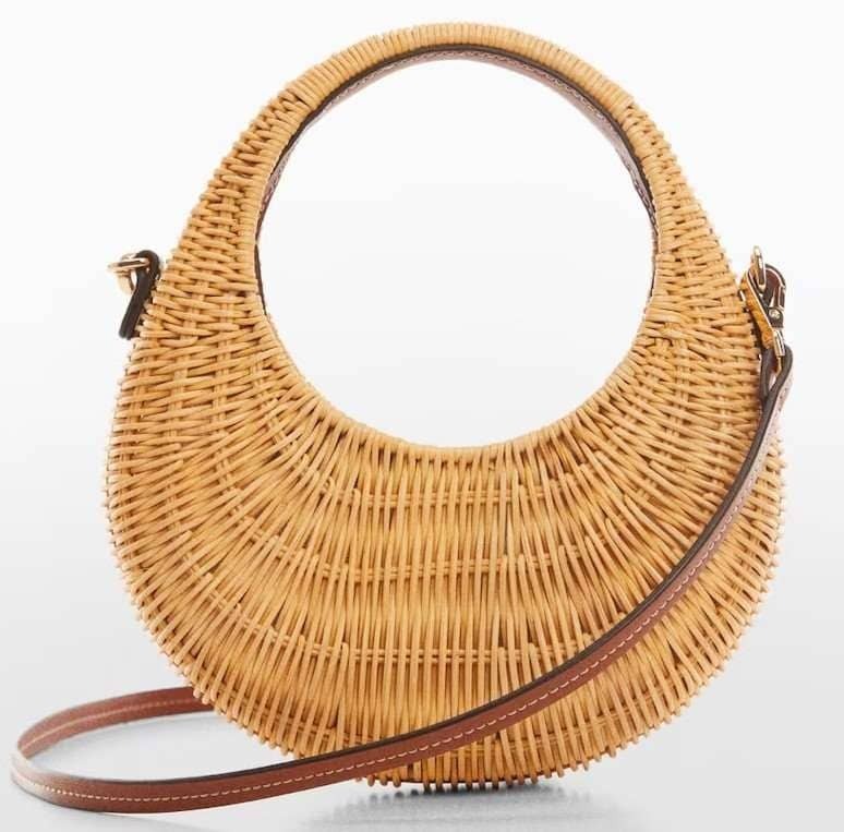 Bolso doble asa ratán de Mango