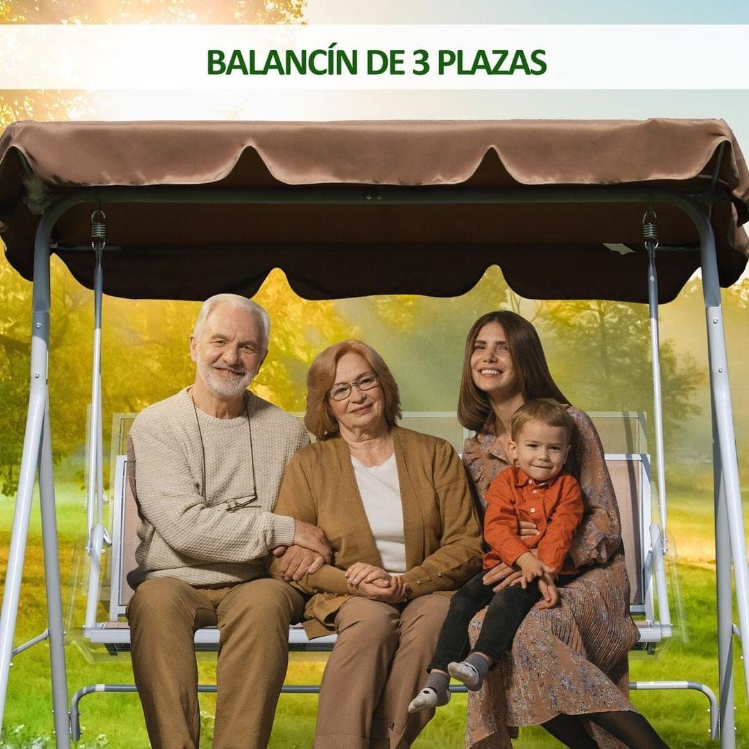 El columpio de jardín de metal y poliéster marrón de Carrefour