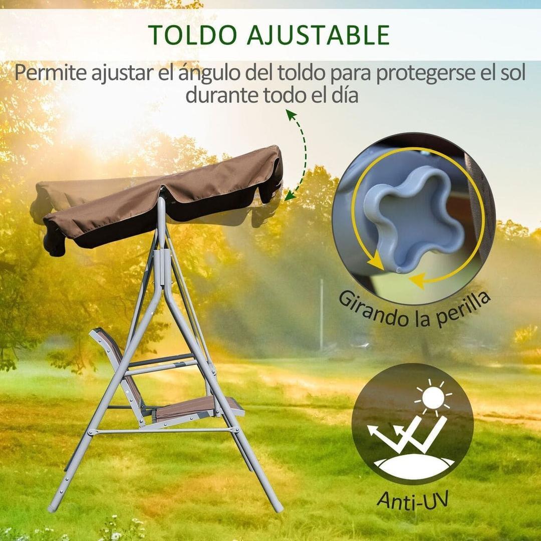 El columpio de jardín de metal y poliéster marrón de Carrefour