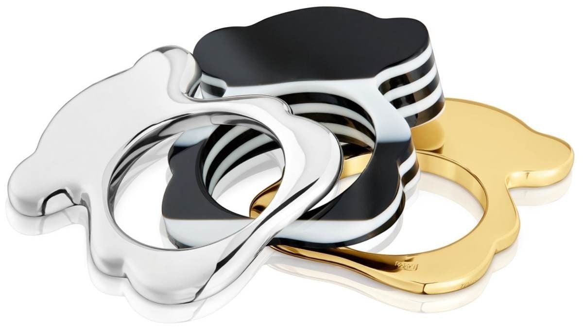 Pack anillos grandes oso bicolor y acetato negro My Other Half de TOUS