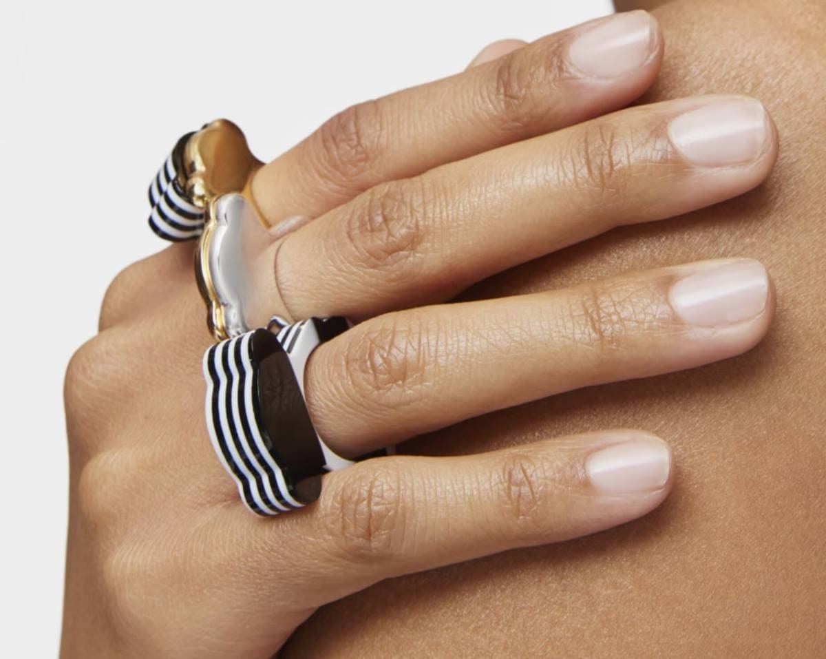 Pack anillos grandes oso bicolor y acetato negro My Other Half de TOUS 1