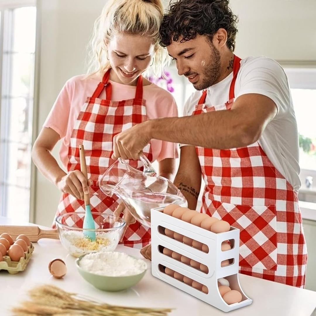 Huevera de nevera de 4 niveles de la firma Birtern en Amazon