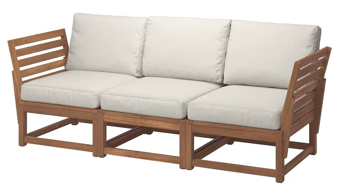 El sofá de jardín modular de 3 plazas con reposabrazos NÄMMARÖ de Ikea