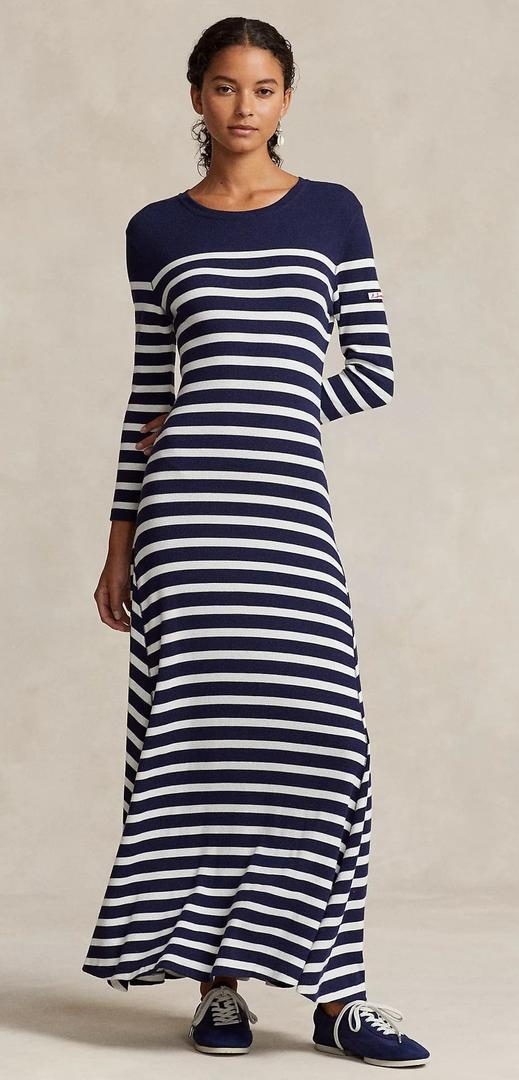 El vestido de punto waffle con rayas de Ralph Lauren