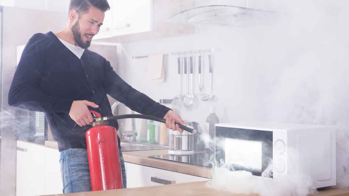 Microondas en llamas