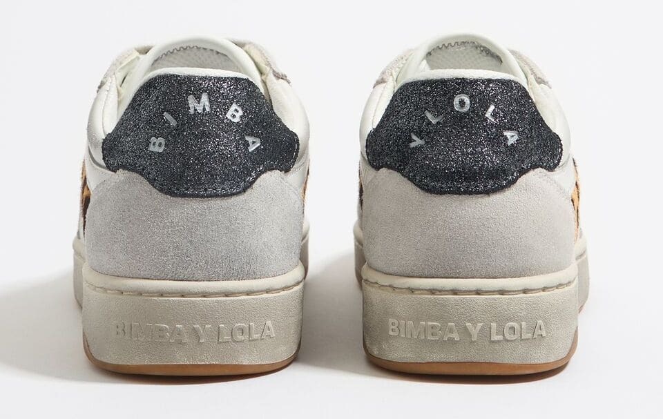 Las zapatillas deportivas cupsole de piel Print Leopardo blancas de Bimba y Lola