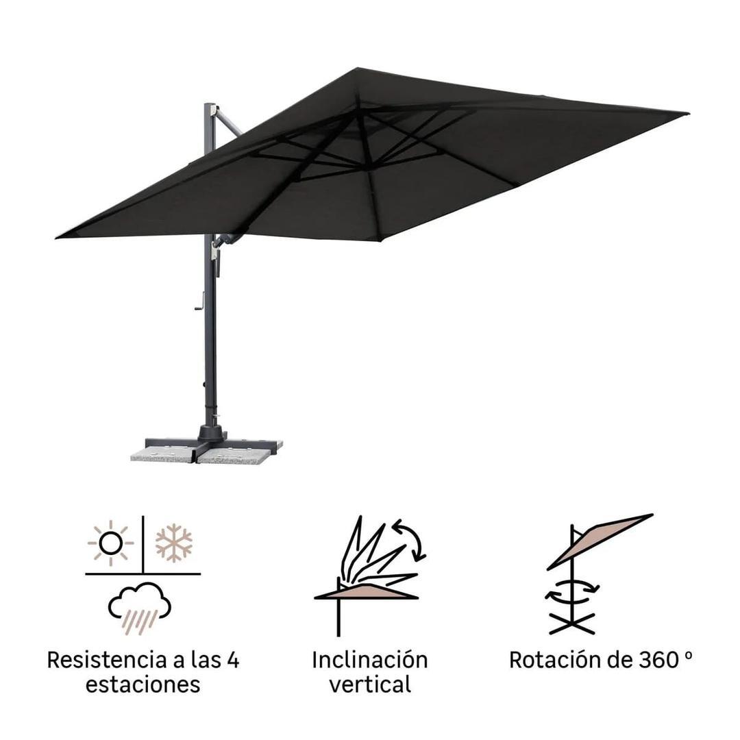 El parasol excéntrico cuadrado de aluminio y acero NATERIAL Sombra antracita de Leroy Merlin