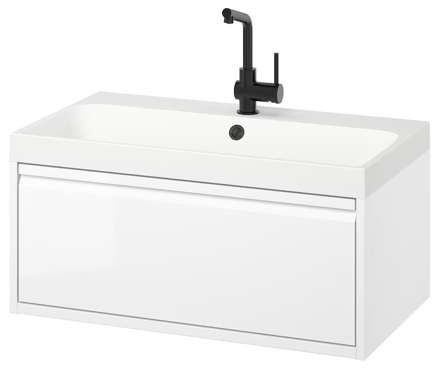 El nuevo mueble + cajón/lavabo/grifo de alto brillo blanco ÄNGSJÖN / BACKSJÖN de Ikea