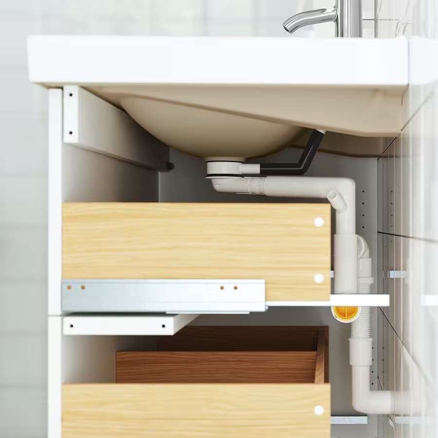 El nuevo mueble + cajón/lavabo/grifo de alto brillo blanco ÄNGSJÖN / BACKSJÖN de Ikea