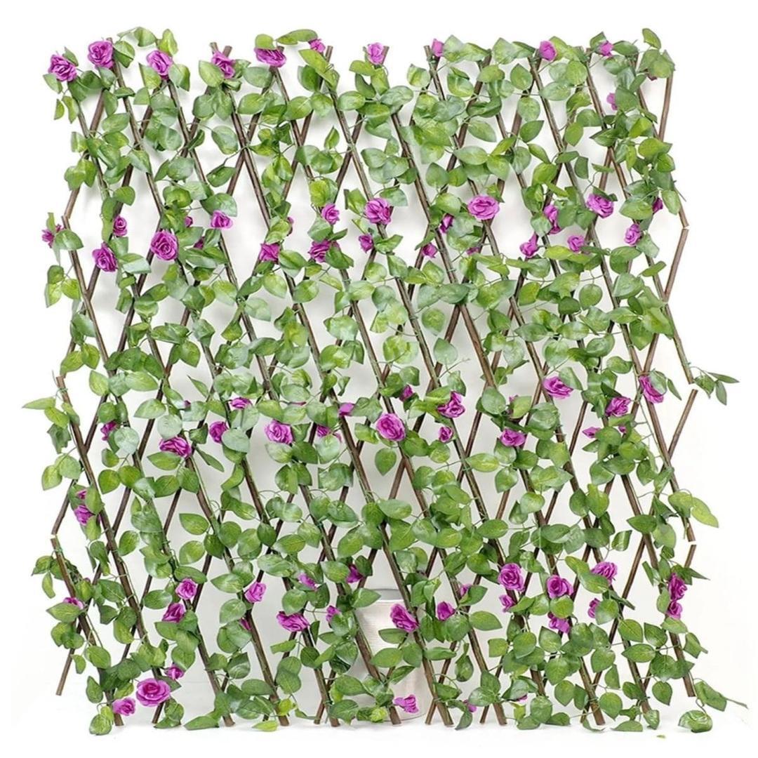 Celosía extensible de madera con hojas