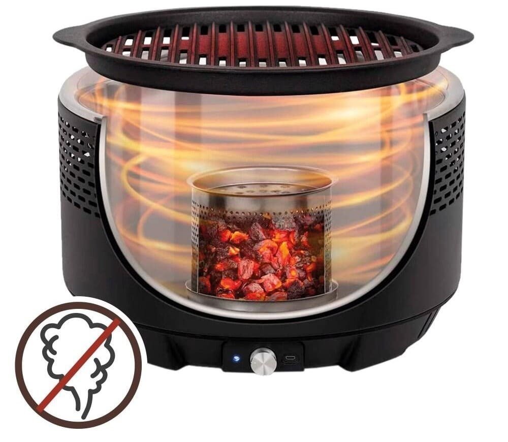 Barbacoa sin humo redonda negra 2 en 1 sobremesa Aktive de Decathlon