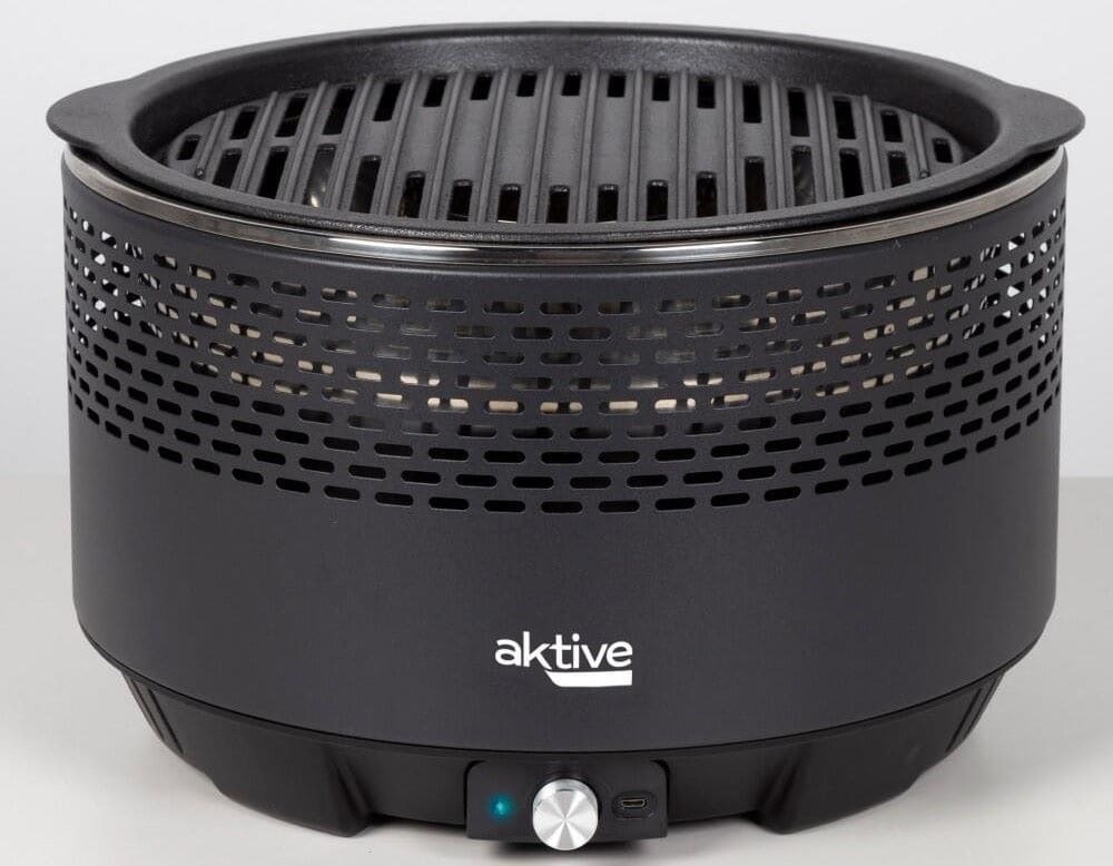 Barbacoa sin humo redonda negra 2 en 1 sobremesa Aktive de Decathlon