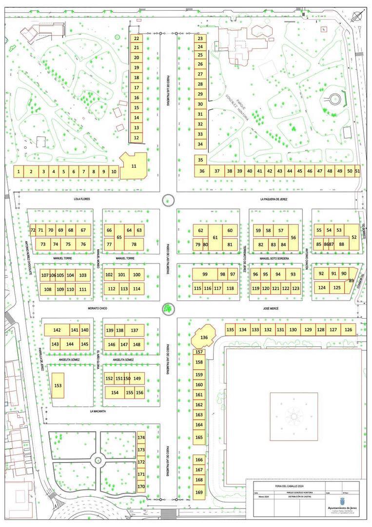 Plan de las casetas en la Feria del Caballo 2024