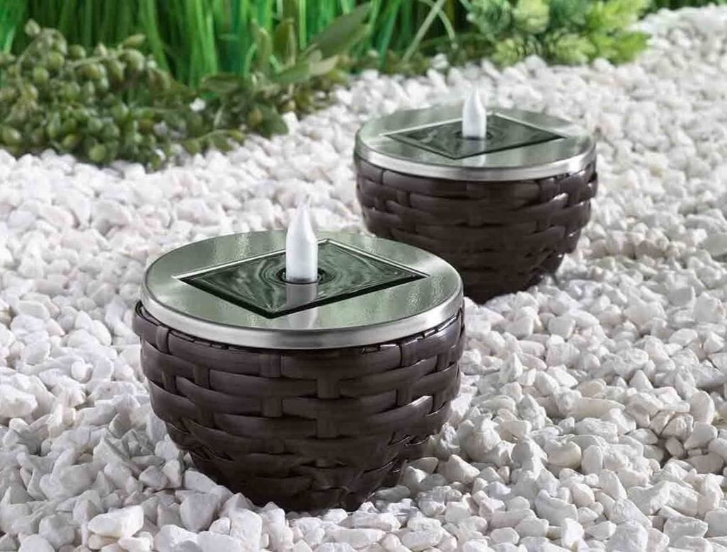 Lámparas de mesa solares LED de ratán de LIDL