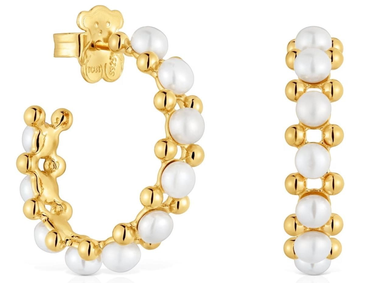 Pendientes de aro triple con baño de oro de 18 kt de TOUS