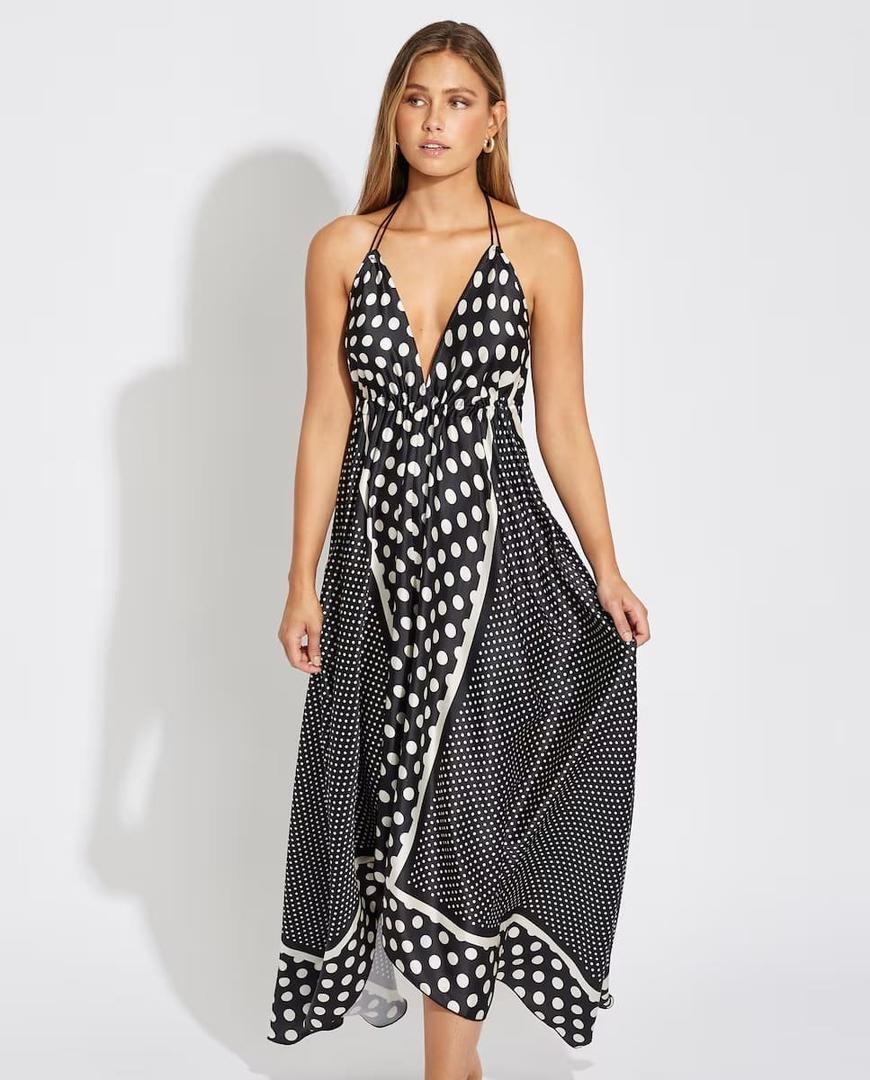 El vestido de playa largo tipo pañuelo con lunares de Selmark en El Corte Inglés