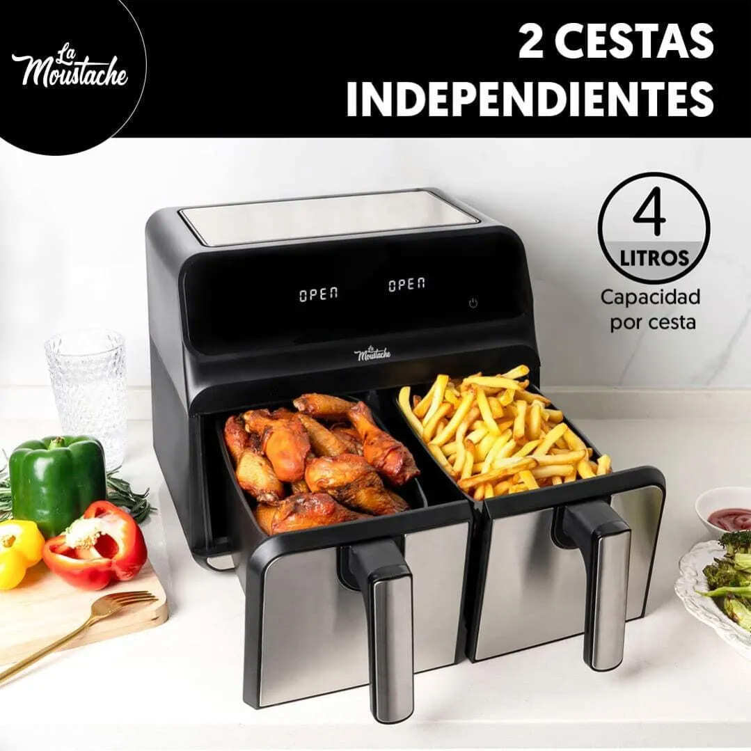 La freidora de aire de 8 litros con 2 cestillos de Le Moustache en Leroy Merlin