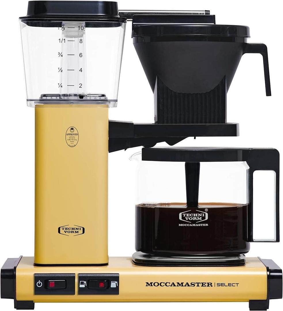 La cafetera de goteo amarillo pastel con capacidad para 1,25 litros Moccamaster KBG Select en Amazon
