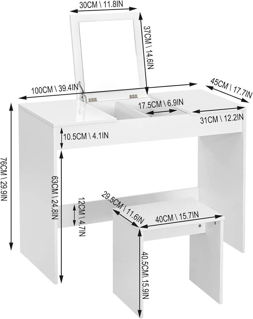 WOLTU Juego Tocador de Maquillaje con Taburete y Espejo Plegable de Amazon