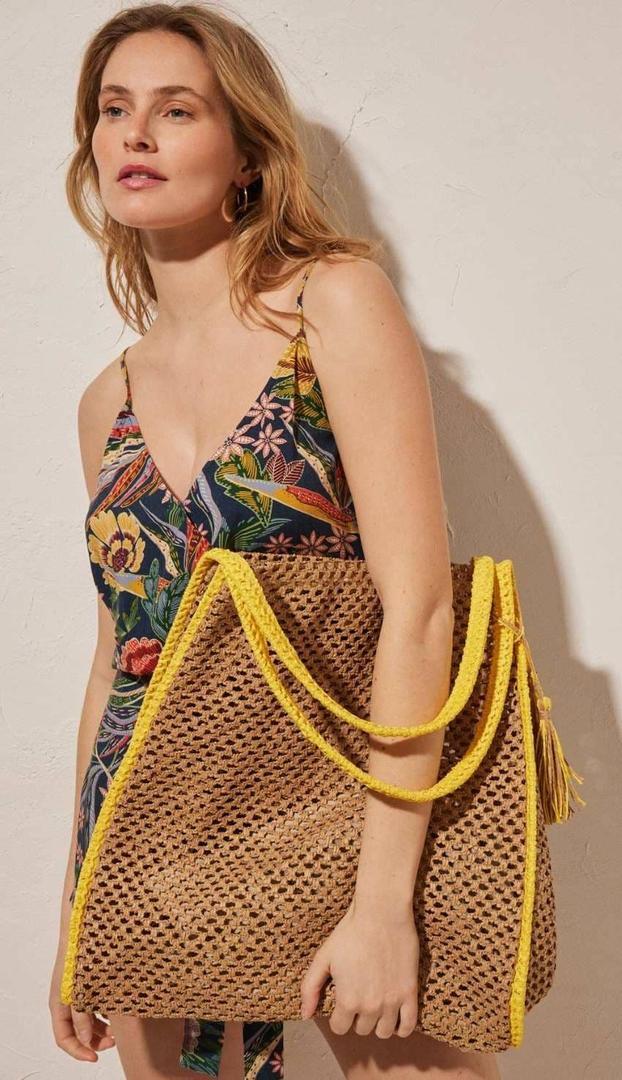 Bolso tote natural asa amarilla de Women'secret