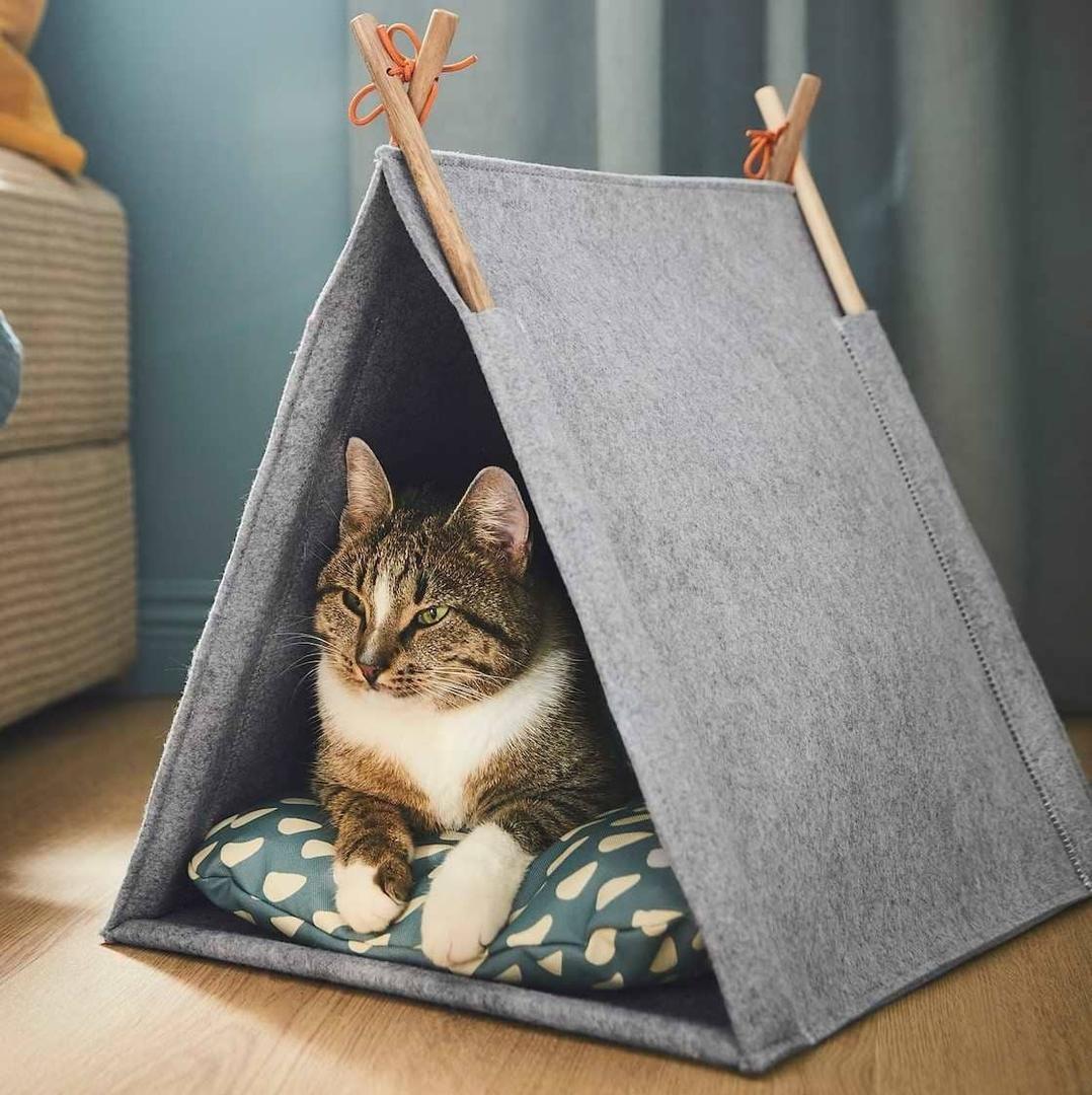UTSÅDD Casa para gatos, gris fieltro de Ikea