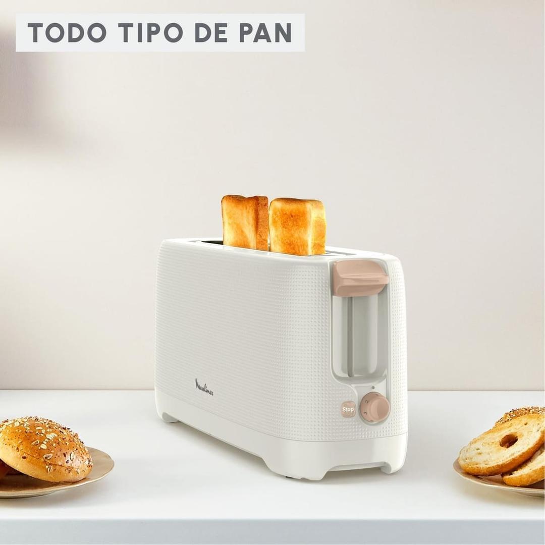 La tostadora de pan Moulinex con ranura larga y bandeja recogemigas en Carrefour