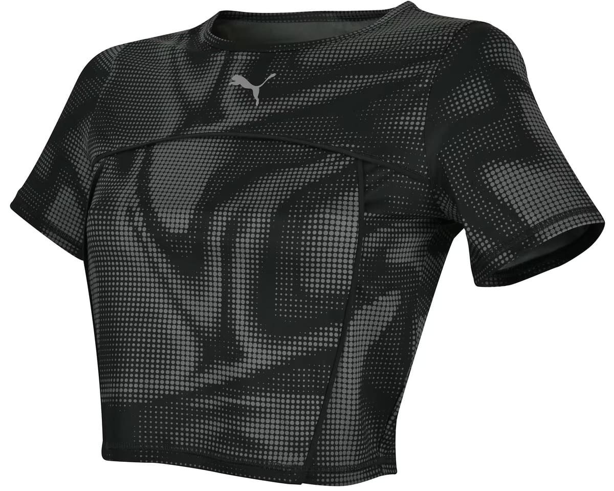 La camiseta crop Puma de mujer con estampado de color negro en Decathlon