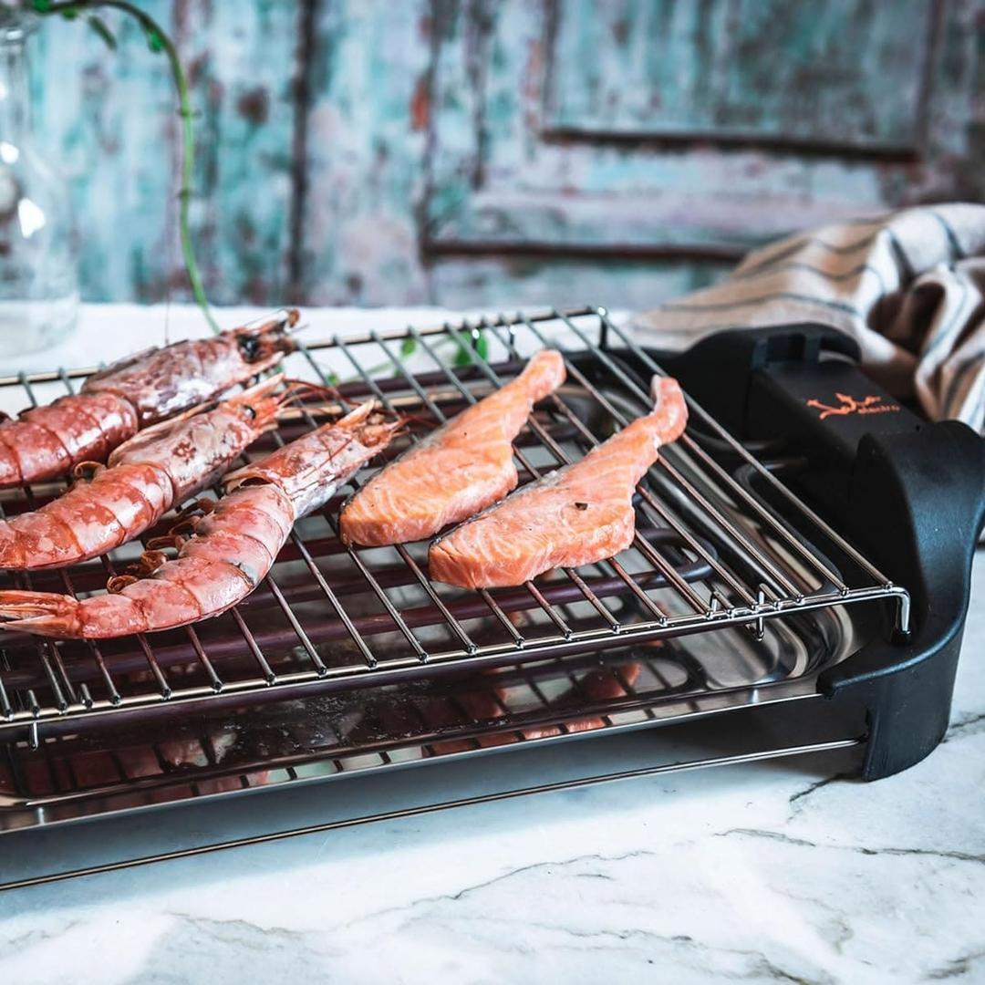 La parrilla eléctrica con 2400 W y dos alturas Jata BQ101 en Amazon