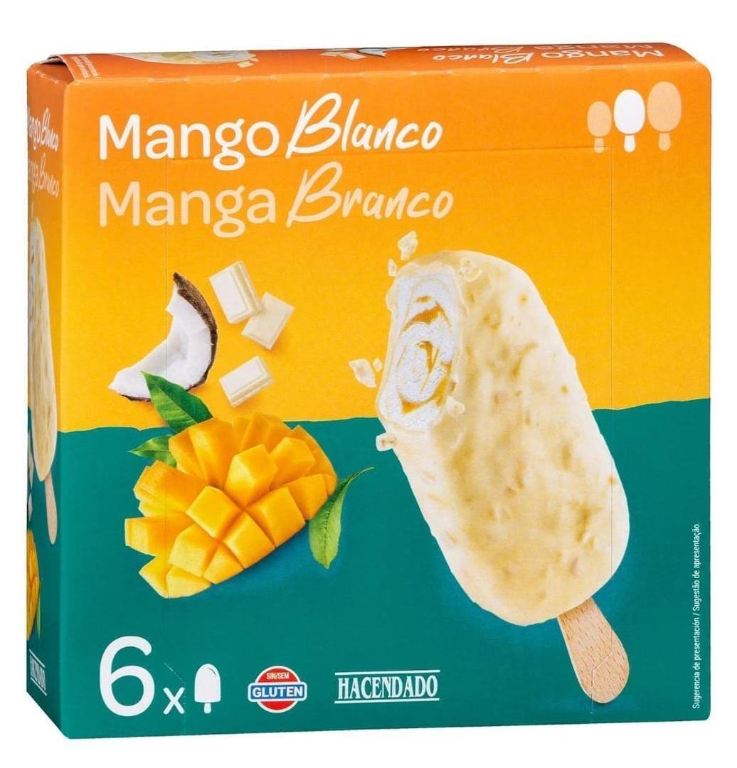 Helado bombón mango blanco