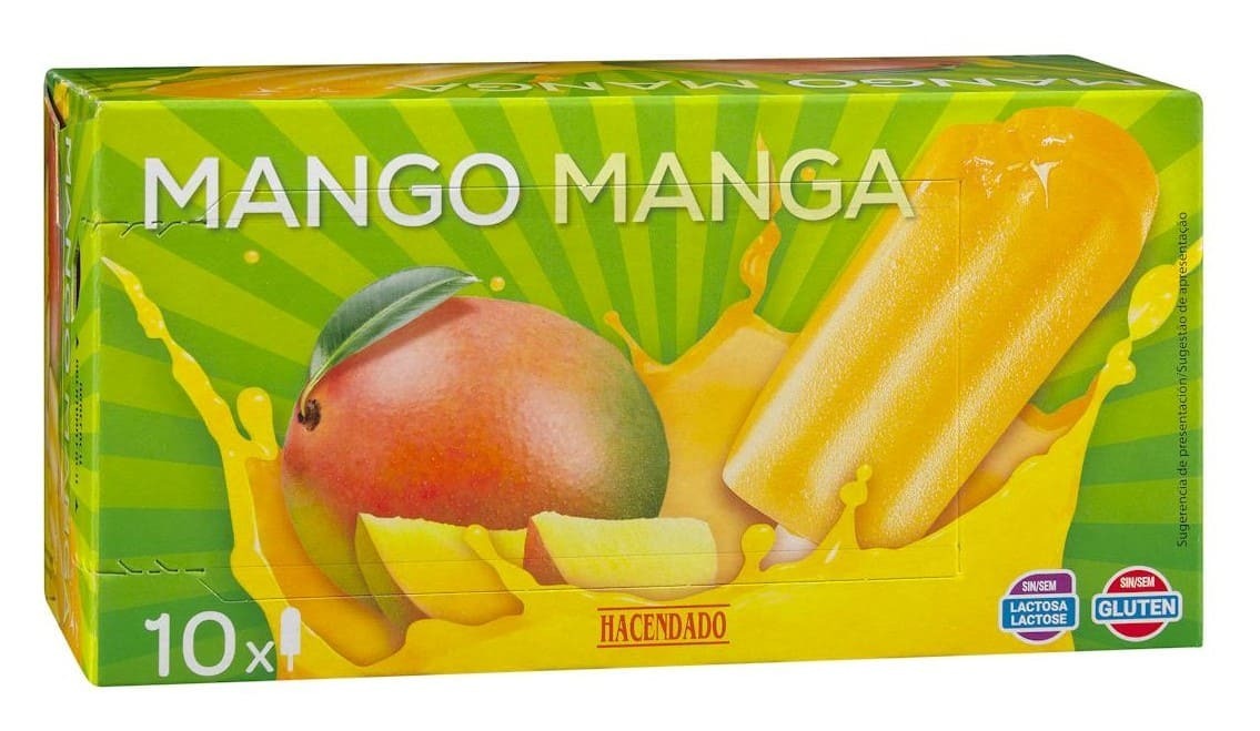 Helado sorbete de mango