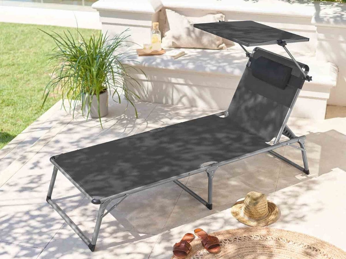 Tumbona de aluminio con parasol regulable Houston