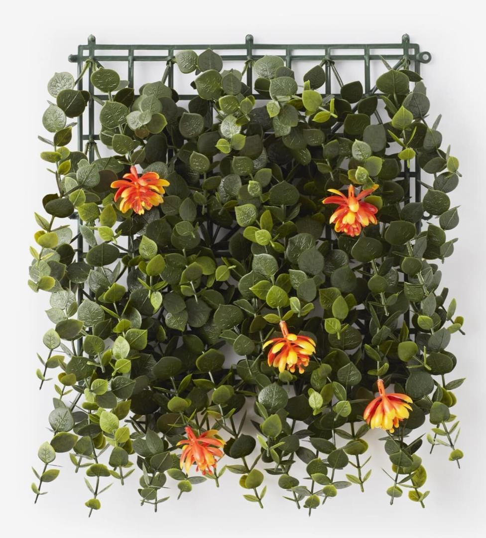 Panel de seto artificial con flores