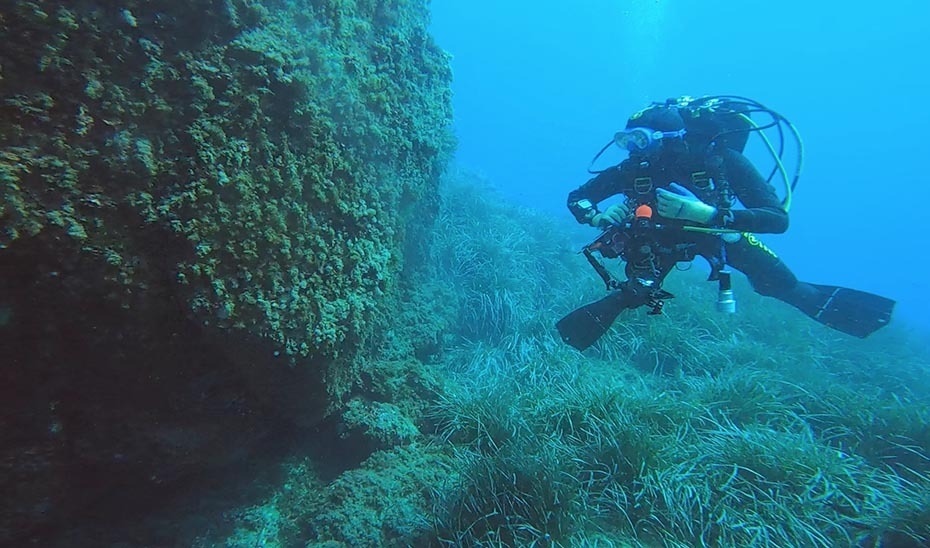 Jornada de recogida de basuras marinas con buzos voluntarios en la Punta de la Mona, en Granada