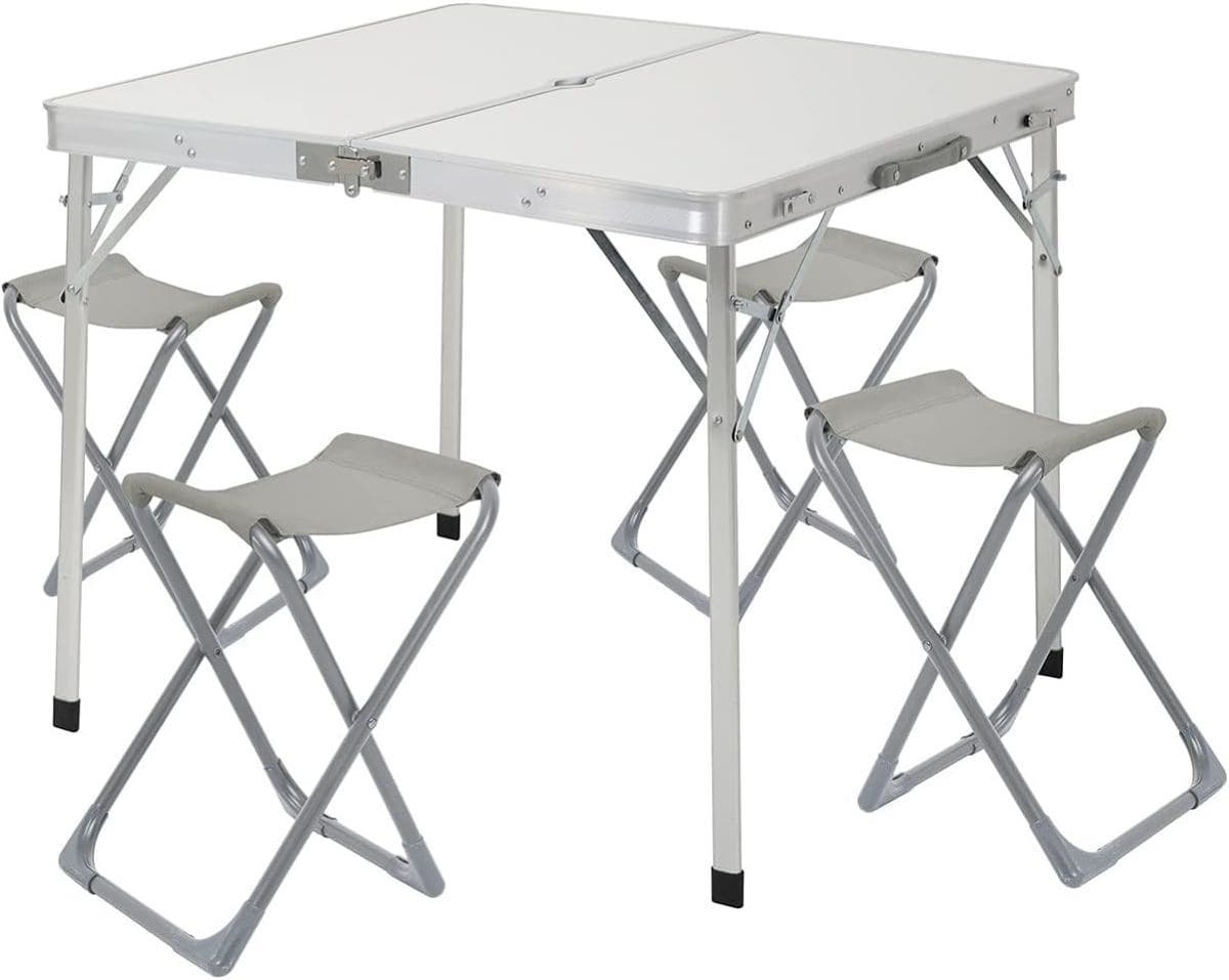 Conjunto de mesa y taburetes plegables de camping 7HOUSE