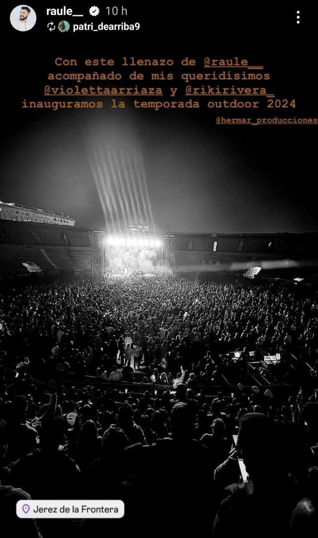 Raule en Instagram sobre su lleno en la Plaza de Toros de Jerez
