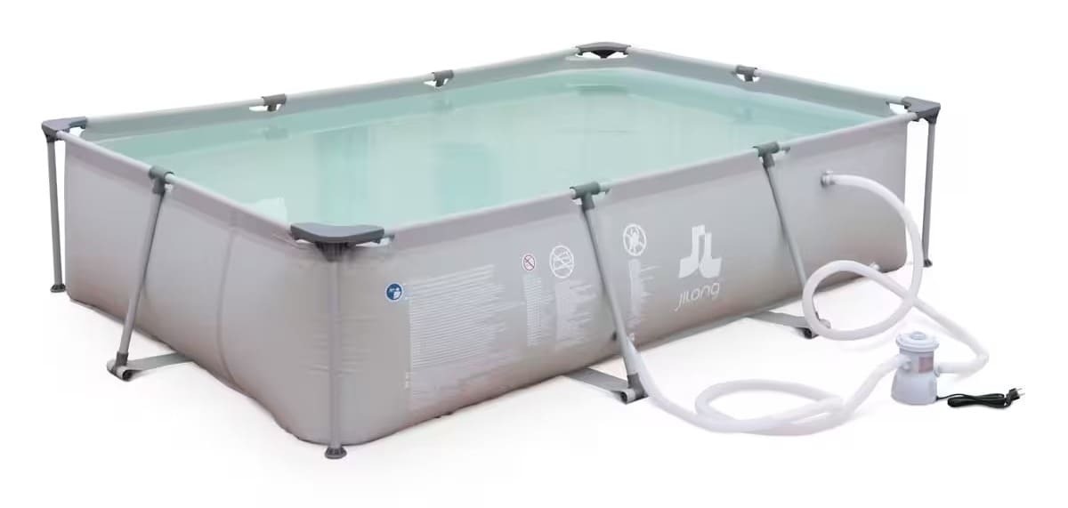 La piscina tubular gris tanzanita rectangular con bomba de filtración de Bestway en Decathlon