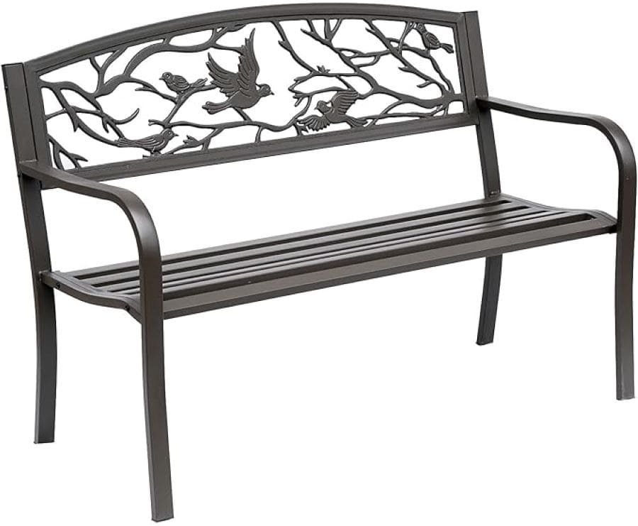 Banco de Jardín de Acero Banco de Exterior Outsunny