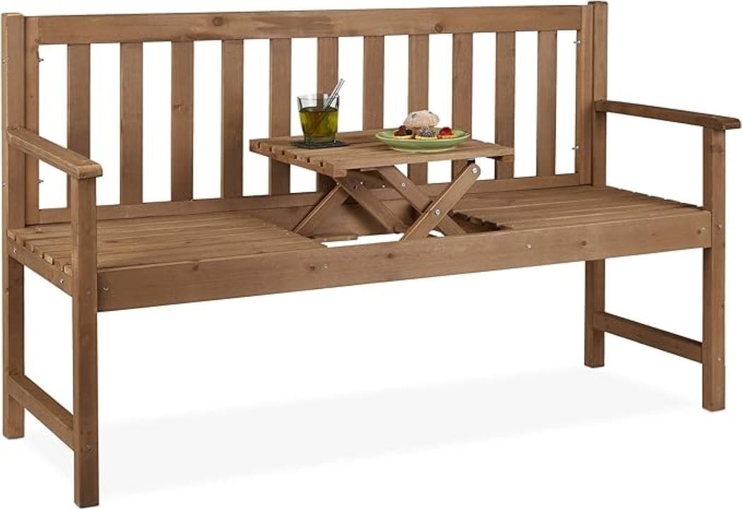 Banco Jardín con Mesa Integrada Relaxdays