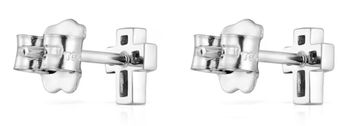 Pendientes de cruz de oro blanco y diamantes Les Classiques de Tous