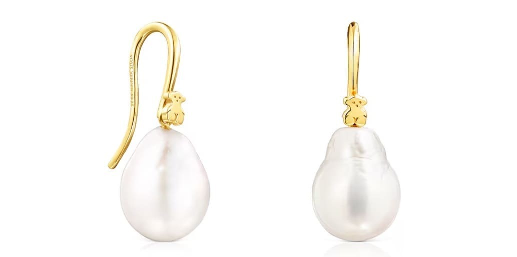 Los pendientes gota con baño de oro y perla Gloss de Tous