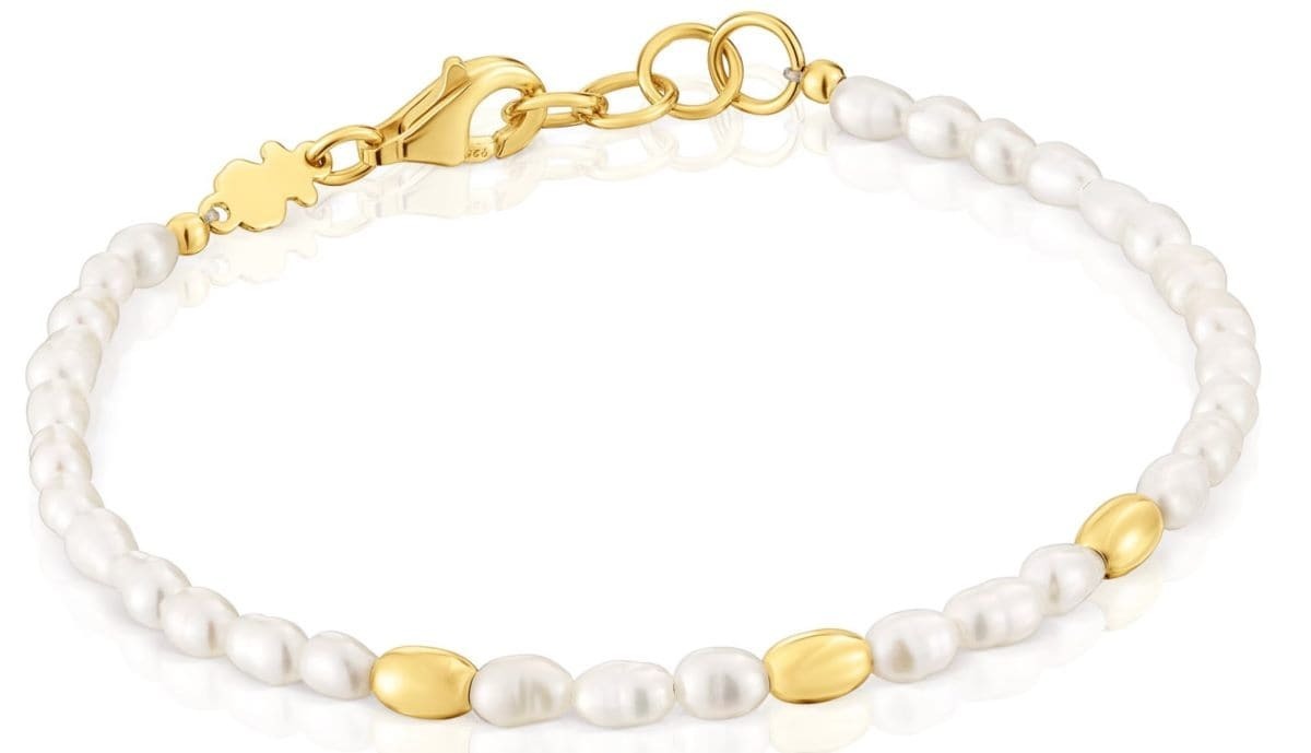 Pulsera con perlas cultivadas y baño de oro de 18 kt sobre plata Gloss de TOUS